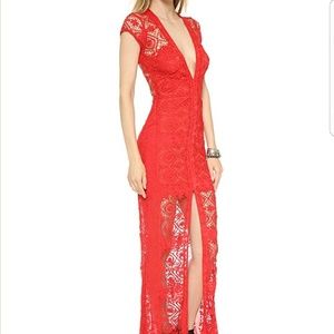 For Love and Lemons Red Mariposa Maxi Dress